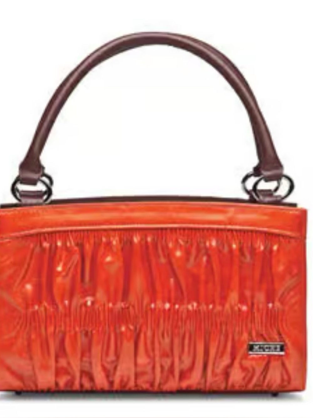 Miche Orange Ruched Clutch Shell with Logo Plate